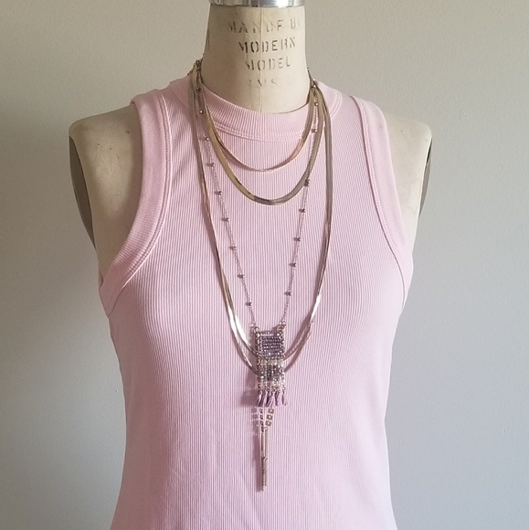NWT NEW H&M Ribbed tank top in baby pink - Picture 1 of 12